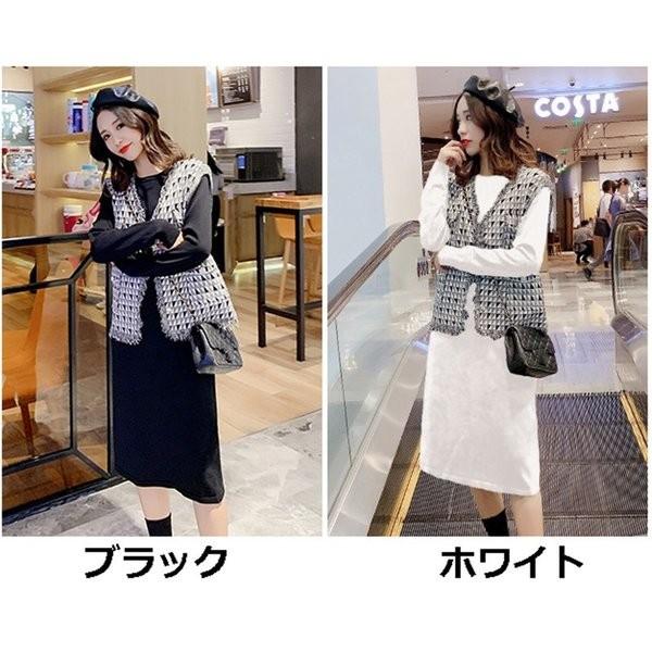 マタニティ アウトレット セットアップ ひざ丈ワンピース ベスト リブニット 秋服 大きいサイズ カジュアル マタニティウェア 丸首 秋冬 アウター ニットワンピース