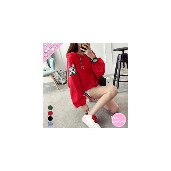 パーカー 長袖 レディース ゆったり ショート丈 猫柄 プリント パフスリーブ 帽子付き 春秋 トップス アウター おしゃれ