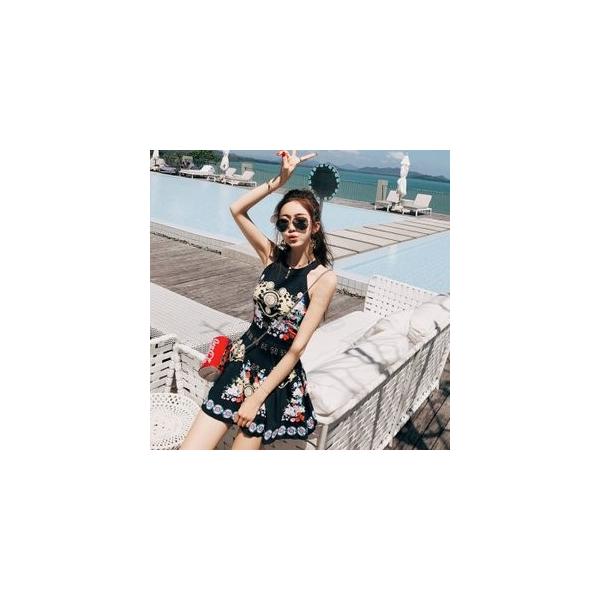 ワンピース水着 レディース オールインワン 総柄 パッド付き レトロ 小胸 体型カバー ビーチ 着痩せ 温泉 ファッション 国内正規総代理店アイテム おしゃれ