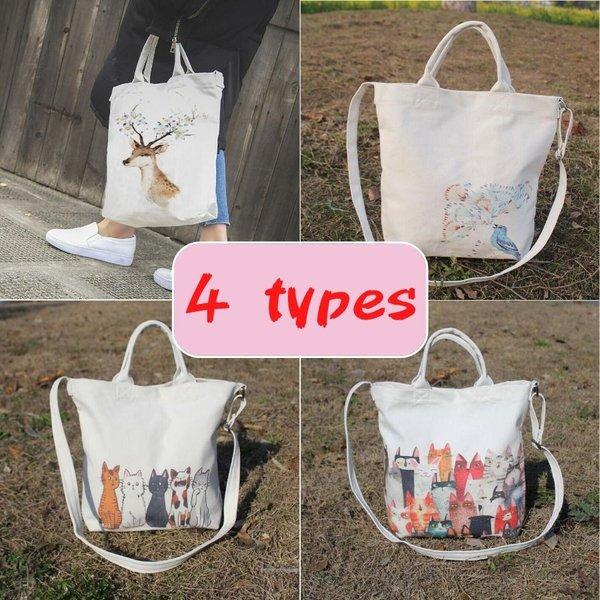 トートバッグ レディース キャンバス 格安 肩掛け 手提げ 2ways 大容量 動物柄 カバン 猫柄 可愛い 鞄 大きめ おしゃれ