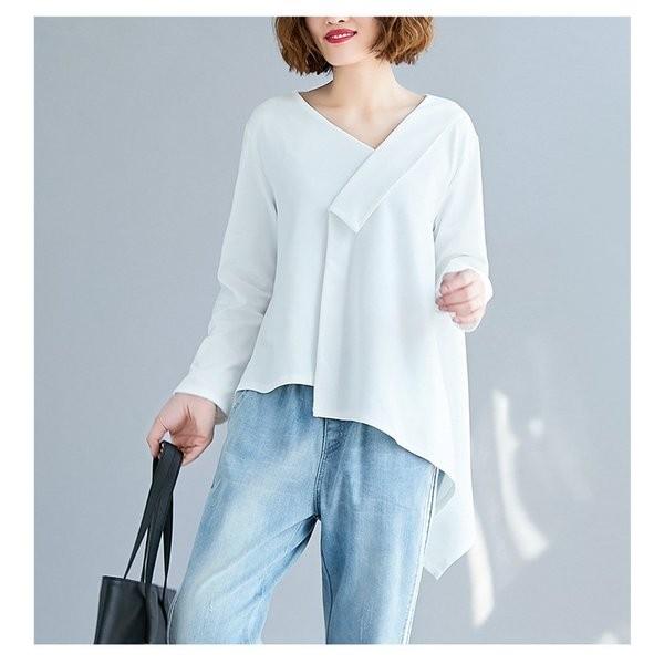 ブラウス レディース トップス 長袖 秋 シャツブラウス ゆったり Vネック 高級な 無地 カットソー おしゃれ 代 上品 30代 ママコーデ 大人 通勤 40代 オフィス Ol
