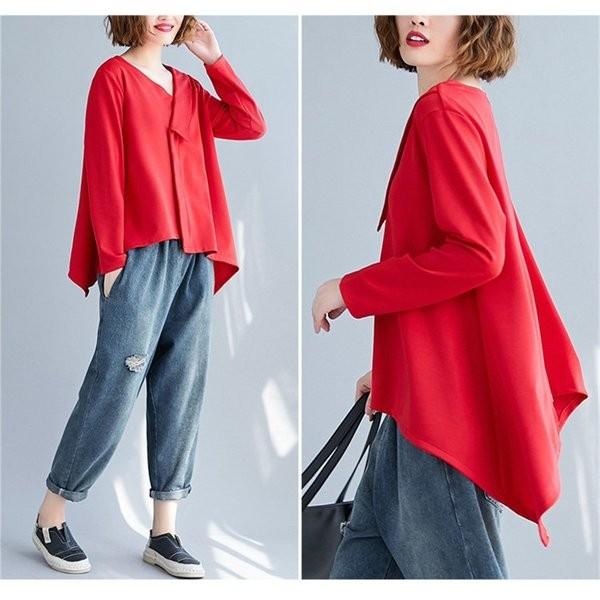 ブラウス レディース トップス 長袖 秋 シャツブラウス ゆったり Vネック 高級な 無地 カットソー おしゃれ 代 上品 30代 ママコーデ 大人 通勤 40代 オフィス Ol