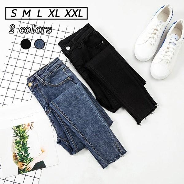 デニムパンツ スキニーパンツ ジーンズ レディース ロングパンツ ボトムス デニムズボン ハイウエスト 9分丈