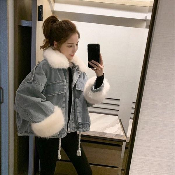 デニムコート ボア付き ジャケット レディース コート アウター 裏ボア デニムジャケット トップス 防寒着 ジージャン 厚手 限定品 Smlxl あったか