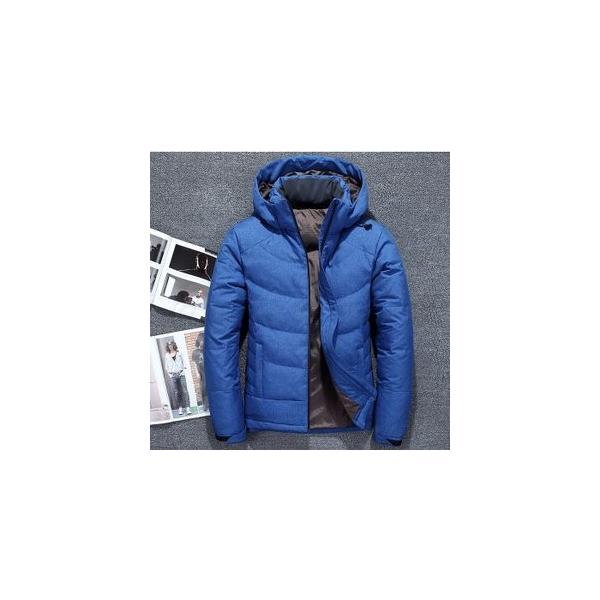 ダウンジャケット メンズ ダウンコート 長袖 厚手 シンプル 細身 保温 アウター あったか おしゃれ ショート丈 防寒 通常便なら送料無料