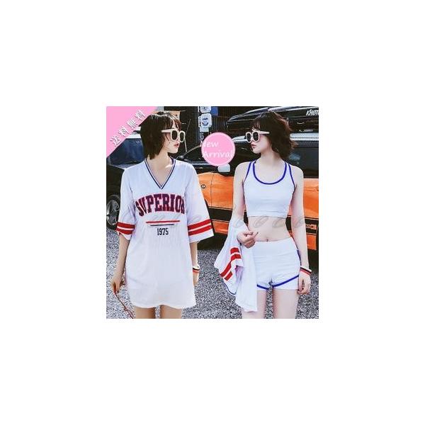 水着 レディース ラッシュガード 3点セット ワンピース スポーツ 運動用 カップ付き ノーワイヤー 温泉