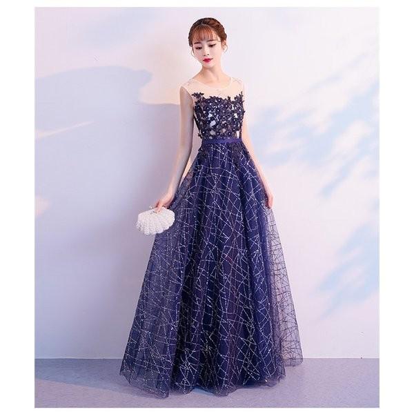 結婚式ドレス パーティードレス ワンピース ロングドレス レース 演奏会 ドレス ピアノ 発表会 大人 紺色 二次会 お呼ばれ 上品 着痩せ おしゃれ 披露宴 海外輸入