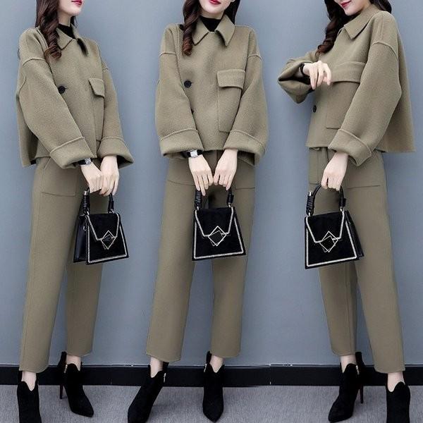 セットアップ レデース 秋冬 スーツパンツ 早割クーポン ラシャコート テーパート 2点セット ゆったり おしゃれ 入学式 上品 大人 通勤 40代 30代 二次会 卒業式