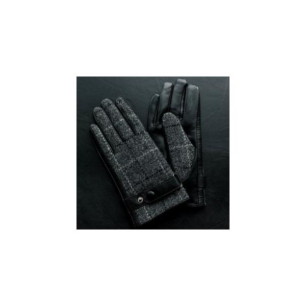 手袋 メンズ ウール混 スマホ対応 五本指 裏起毛 革 チェック柄 おしゃれ 自転車 ボア付き スポーツ あったか 防寒 直輸入品激安 通勤通学 アウトドア