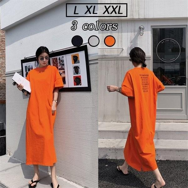 ロングティーシャツ Tシャツワンピース レディース ビッグティーシャツ 大きいサイズ 無地 クルーネック 半袖