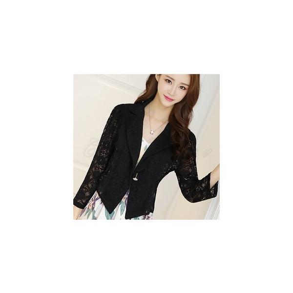 レディースジャケット レース 細身 薄手 カジュアルスーツ 卸直営 七分袖 ショート丈 ボレロ フォーマル おしゃれ アウター 白 きれいめ 黒 春夏秋