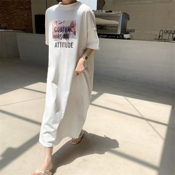 ロンティー クルーネック レディース リゾートワンピース ビッグティーシャツ 大きいサイズ Tシャツワンピース ゆったり 割引も実施中 半袖 ロングティーシャツ カジュアル