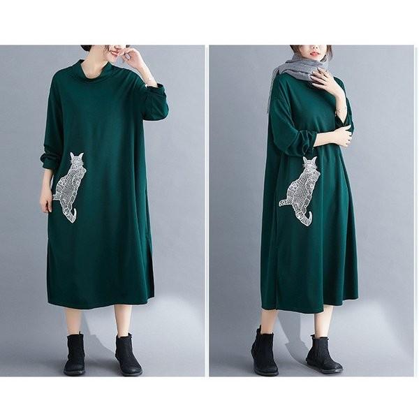 ワンピース ロングワンピース マキシ丈 爆買い送料無料 レディース 秋 マキシワンピース 長袖 40代 体型カバー 30代 着痩せ ゆったり カジュアル カットソーワンピ