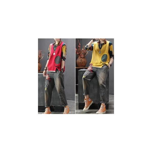 ニットベスト レディース Vネック ボーダー柄 バイカラー チョッキ 評価 ふわふわ おしゃれ 可愛い きれいめ トップス もこもこ カジュアル