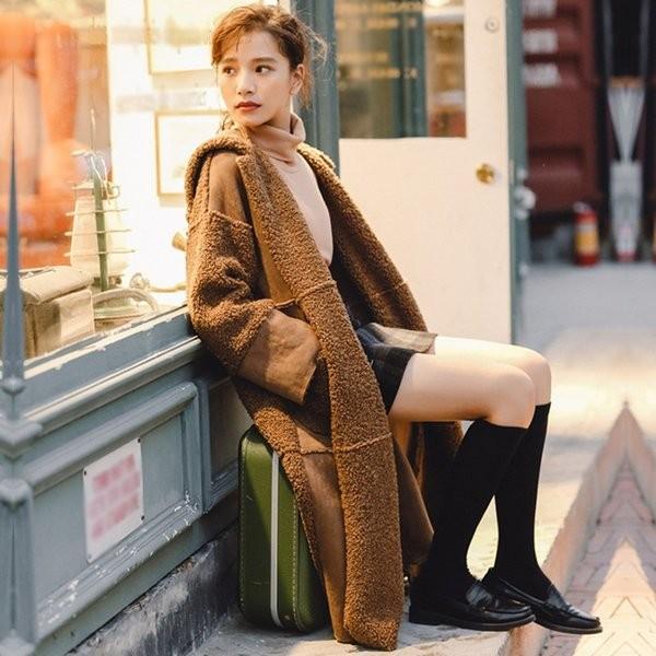 レディース コート a W新作送料無料 セーム革切り替え フェイクムートンコート ロング丈 秋冬物 おしゃれ ロングコート 暖かい 防寒着 アウター きれいめ