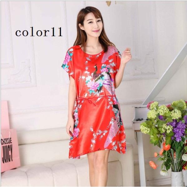 夏新作 パジャマ ワンピース 半袖 ルームウェア 全国どこでも送料無料 レディース ネグリジェ シルク 花柄 寝巻き ミニ丈 部屋着 ウエストベルト ナイトウェア