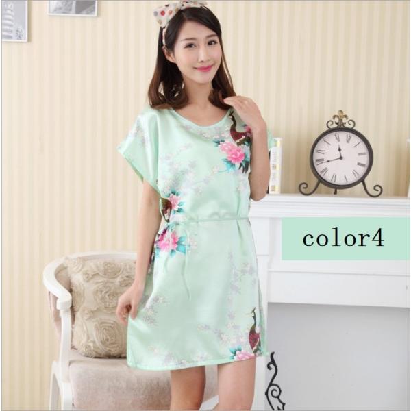 夏新作 パジャマ ワンピース 半袖 ルームウェア 全国どこでも送料無料 レディース ネグリジェ シルク 花柄 寝巻き ミニ丈 部屋着 ウエストベルト ナイトウェア