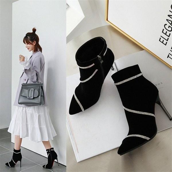 ハイヒールブーツ ショートブーツ 大きいサイズ ブーティー ピンヒール 美脚脚長 レディースファッション ブラック 靴 ブーツ ブランド買うならブランドオフ おしゃれ