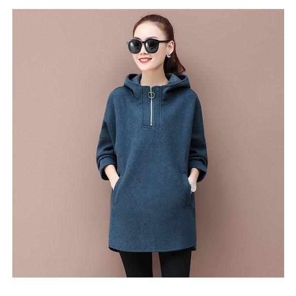 パーカー レディース プルオーバー トレーナー トップス スウェット チュニック コーデ カジュアル 体型カバー アウター ロングパーカー 人気の製品