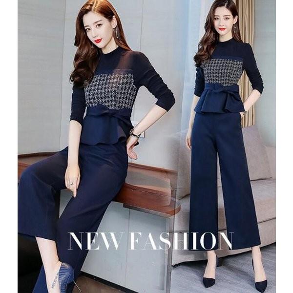 スーツパンツ レディース フォーマル セットアップ きれいめ 2点セット トップス セール価格 ワイドパンツ Ol 卒業式 卒園式 秋新作 通勤 着痩せ 入園式
