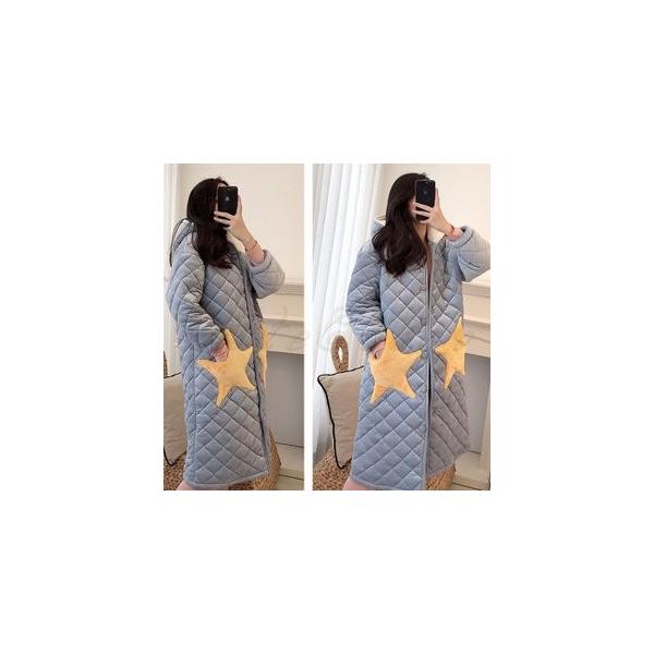 ルームウェア 部屋着 パジャマ レディース 長袖 中綿 厚手 裏起毛 ネグリジェ 前開き 超定番 寝巻き 暖かい おしゃれ あったか