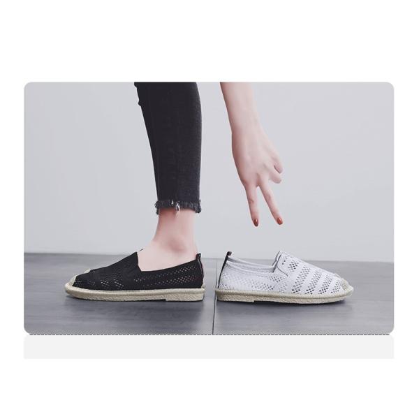 スリッポン レディース スニーカー メッシュシューズ 有名な フラット ボーダー柄 おしゃれ 通気性抜群 春夏秋 履きやすい ファッション 靴
