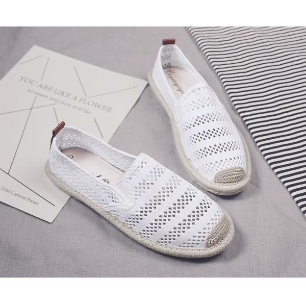 スリッポン レディース スニーカー メッシュシューズ 有名な フラット ボーダー柄 おしゃれ 通気性抜群 春夏秋 履きやすい ファッション 靴