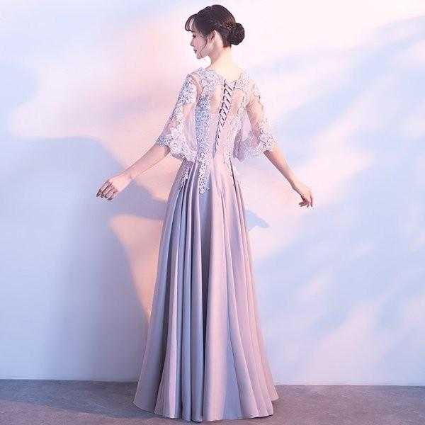 結婚式ドレス 日本 袖あり パーティードレス ロングドレス 演奏会 ドレス ベルスリーブ ピアノ お呼ばれ 発表会 上品 大人 可愛い 二次会 披露宴