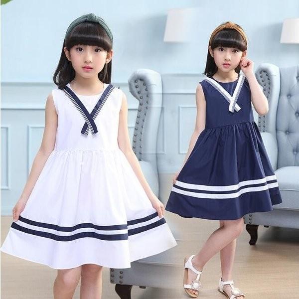 ワンピース キッズ セーラー服 子供 海軍風 女の子 ワンピース 可愛い キッズ マリンセーラー入園式 入学式 袖なし夏 ネイビー ホワイト P Tkuzy879 よろずや雑貨市場 通販 Yahoo ショッピング