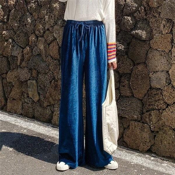 レディース ボトムス パンツ ワイドパンツ ストレート ベロア 秋 メーカー再生品 ガウチョパンツ ウエストゴム 光沢感 ブラウン ブラック 30代 コーデ カジュアル ロング丈 無地