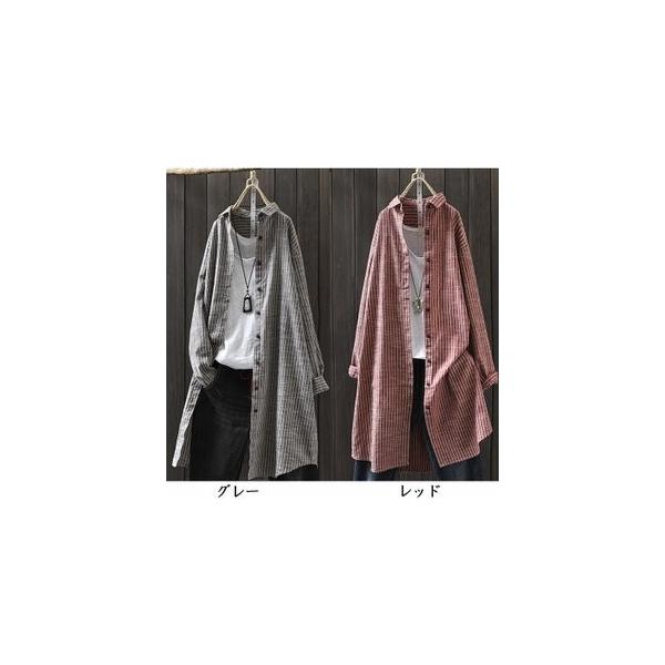 直輸入品激安 ロングシャツ チュニック レディース 長袖 リネン 綿麻 シャツワンピース 羽織 ストライプ柄 春秋 ライトアウター おしゃれ きれいめ 前開き