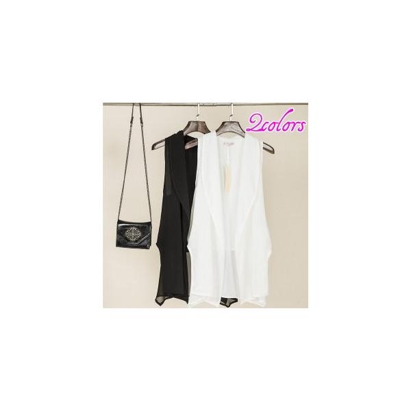 ベスト シフォン 無地 オンライン限定商品 レディース ロング丈 ジレベスト 薄手 不規則 着痩せ 春夏秋 テーラード トップス アウター おしゃれ スーツベスト