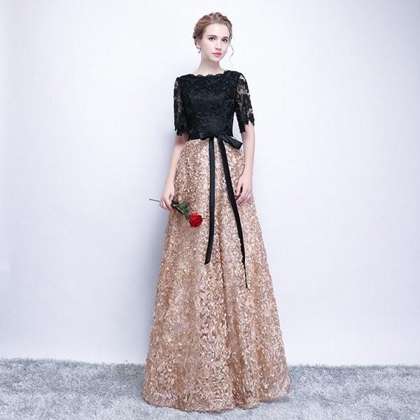 パーティドレス ロング丈 結婚式 ロングドレス 限定special Price 袖あり ドッキング ウェディングドレス お呼ばれ 演奏会 二次会 おしゃれ パーティードレス ドレス