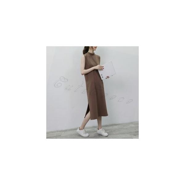 タンクワンピース Tシャツワンピース ノースリーブ レディース ロング丈 膝丈 おしゃれ 春夏秋 ハイネック 今だけ限定15 Offクーポン発行中 無地 シンプル インナー