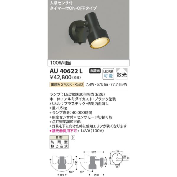コイズミ照明 コイズミ エクステリアライト 防雨型スポットライト 100W