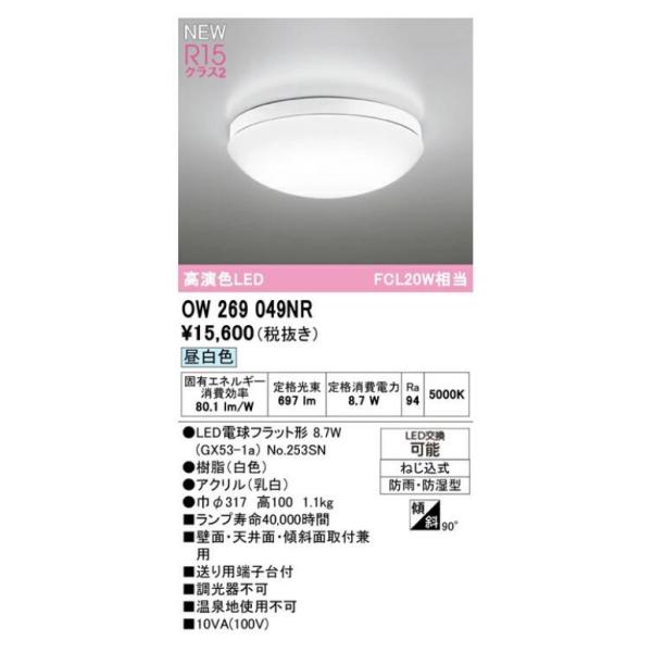 ODELIC（オーデリック） 屋外用LED共用灯 OW269049NRS 昼白色 FCL20W