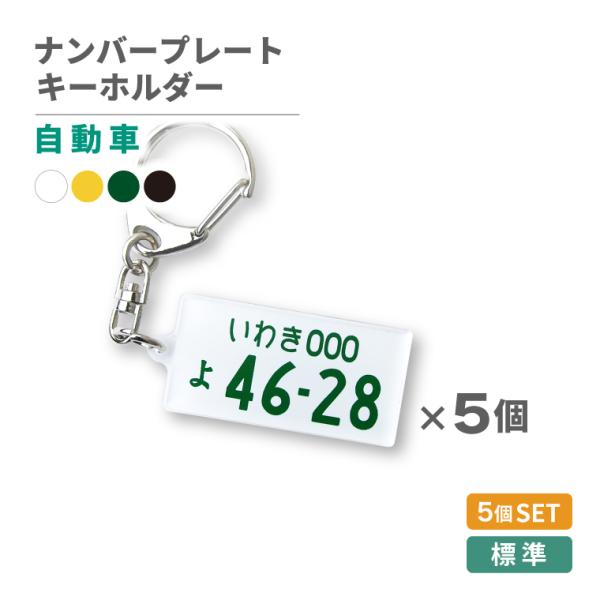 ナンバープレート キーホルダー 自動車 標準 サイズ ( 5個 セット