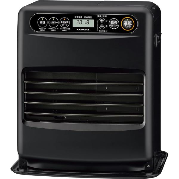 万代店　石油ファンヒーター　給油後7秒点火　木造9畳 / コンクリート12畳 までニオイ低減機能 ワンタッチ給油 ブラック CORONA（コロナ） 石油ファンヒーター 【日本生産】 (木造9畳