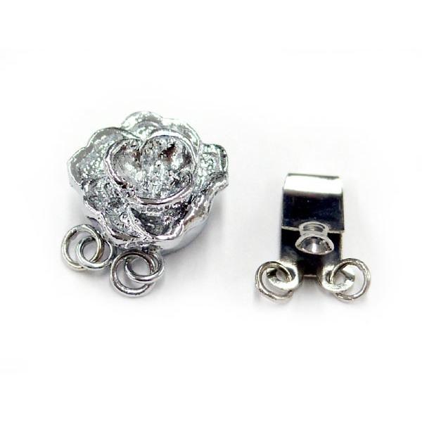 〔20個セット〕ネックレスなどの留め具 ネックレスクラスプ 花13mm2連タイプ