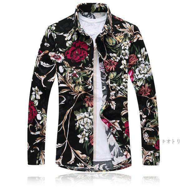 カジュアルシャツ メンズ 長袖シャツ 花柄シャツ 和柄 春物 大きいシャツ Ssk 芳子オトリ 通販 Yahoo ショッピング