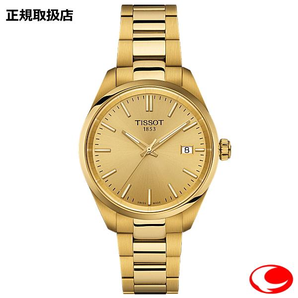 TISSOT 鎖文字盤 ラウンド クォーツ ユニセックス 腕時計 ゴールド