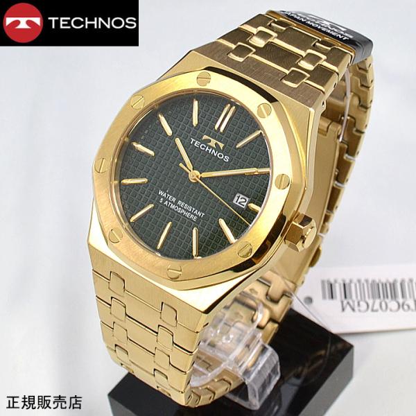 TECHNOS グリーンダイヤル 時計　T9C25 TECHNOS（テクノス） メンズ 腕時計 T9C07GM 5気圧防水 最新定番モデル