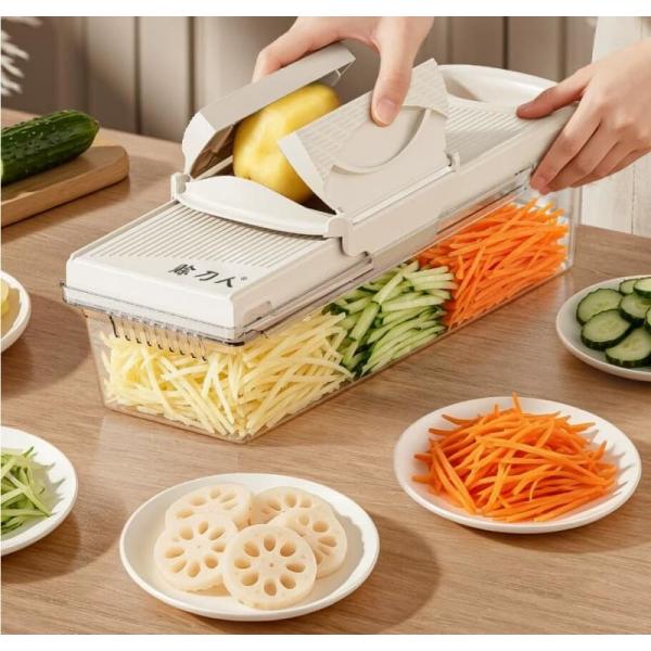 多機能ガーリックプレス 野菜スライサー 万能カッター 業務用 野菜カッター 千切り器 安全 シュレッダー チョッパー 手を守り作業負担を軽減 キッチン 調理器具