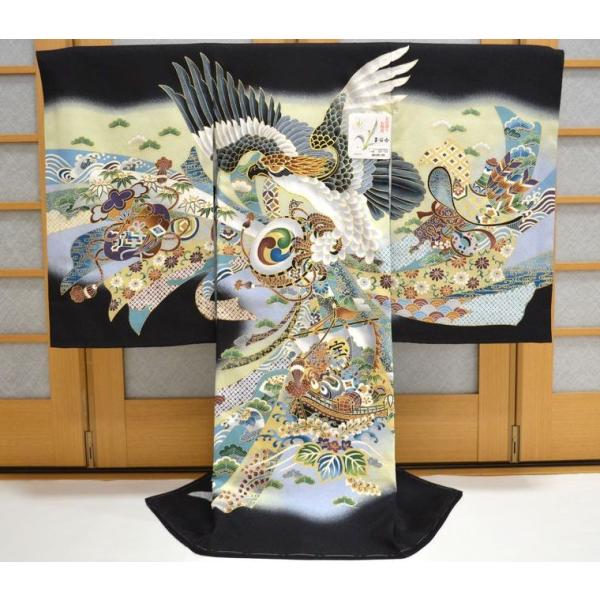 ぽわろ様　新品　純古典お宮参り 京友禅工芸染　大鷹と日本一富士、宝船豪華祝い文 yosooikan-toyosaki_om-m-121