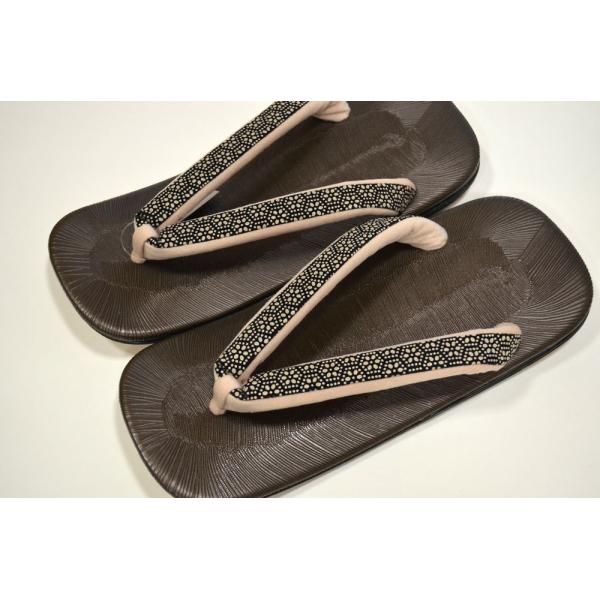 おしゃれ雪駄 色草表 本革底 印伝柄 亀甲 鼻緒 LLサイズ 日本製 yamakasa-setta-056