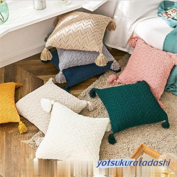 爆買 クッションカバー 北欧 フリンジ付き 45x45cm 可愛い ソファ背