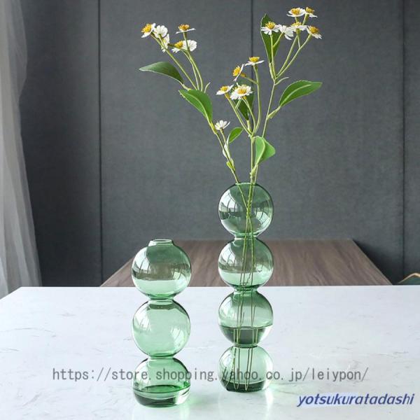 フラワーベース 花瓶 バブル 3連 一輪挿し ガラス クリア 花器