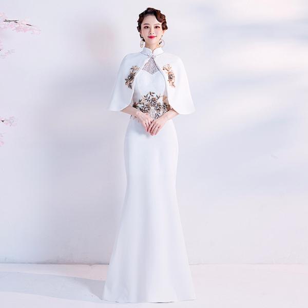 大流行中 チャイナドレス チャイナ風ワンピース チャイナドレスロング 結婚式 大きいサイズ おしゃれ 二次会 パーティードレス フォマール チャイナワンピース 白 ボレロ 驚きの値段 Habitat Jeunes Normandie Fr