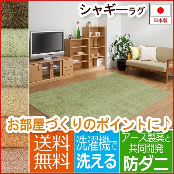 洗える シャギー ラグ マット アース製薬 防ダニ アトピー アレルギー対策 日本製 抗菌 じゅうたん ホットカーペット対応 約190×240cm四角形 フロー (K) 爆買