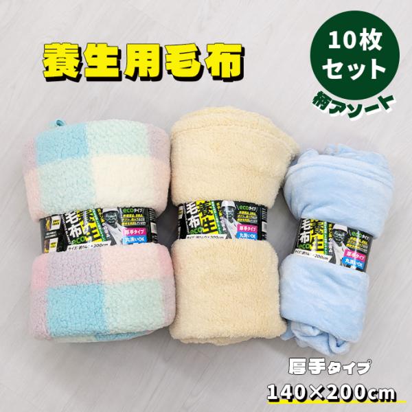 養生用 毛布 厚手 キズ防止 荷物保護 運搬 引っ越し 防災 備蓄 ペット 介護 あて毛布 当て布 緩衝材 業務用 約140×200cm 10枚セット 養生毛布アソート (Y)